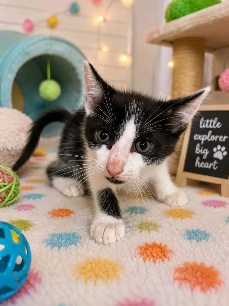 A baby small-sized male Domestic Short Hair cat named Flip Flop for adoption in Corpus Christi, TX