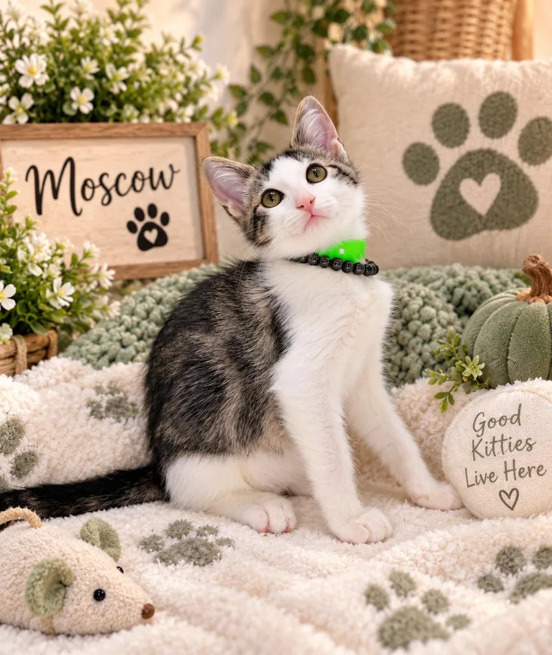 A baby medium-sized male Domestic Short Hair cat named Moscow for adoption in Tavares, FL