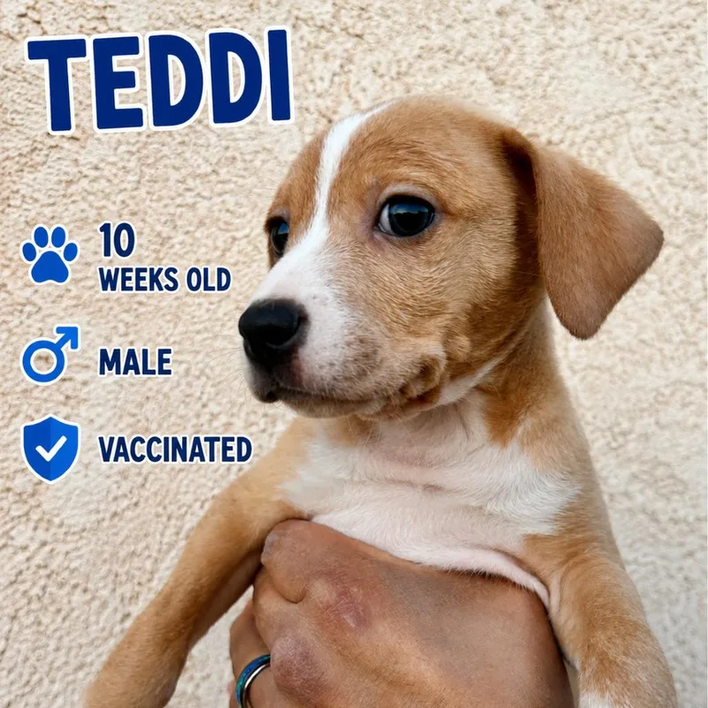 A baby small-sized male Yellow / Tan / Blond / Fawn Labrador Retriever dog named Teddi for adoption in San Diego, CA