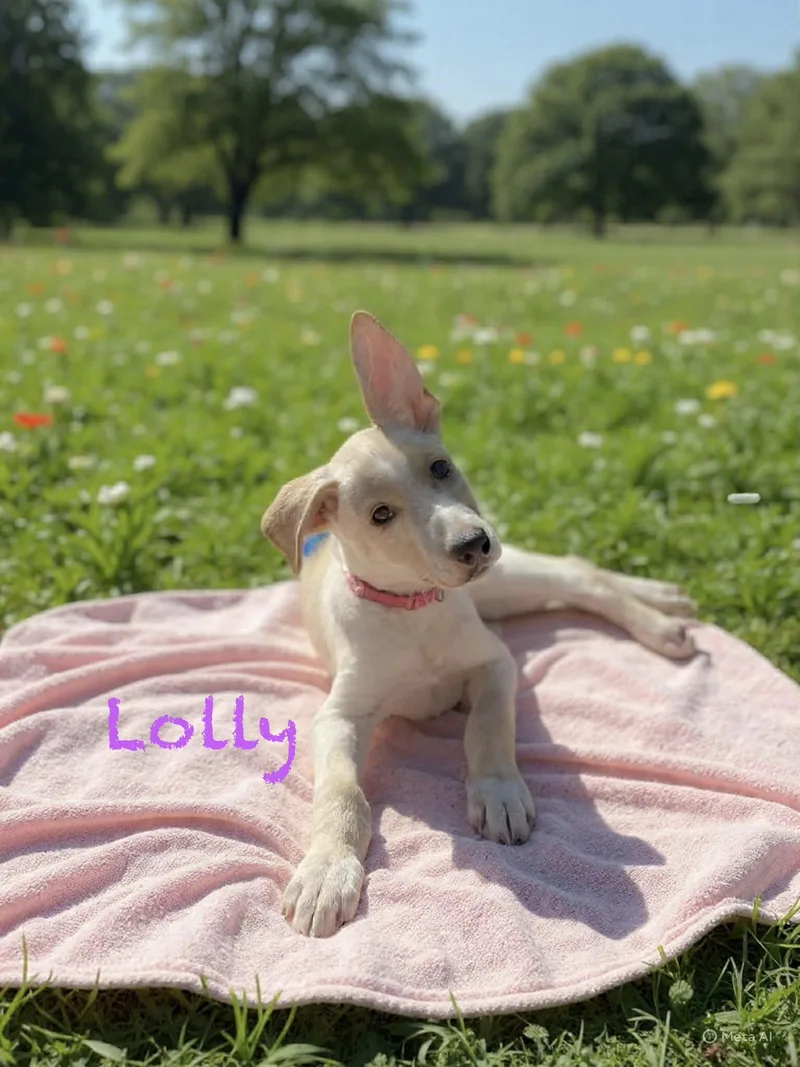 A baby medium-sized female Yellow / Tan / Blond / Fawn Labrador Retriever dog named Lolly for adoption in Hatfield, PA
