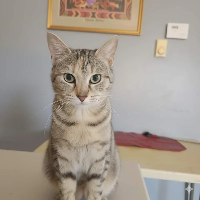A young small-sized female Domestic Short Hair cat named Sugarcube for adoption in Olney, IL