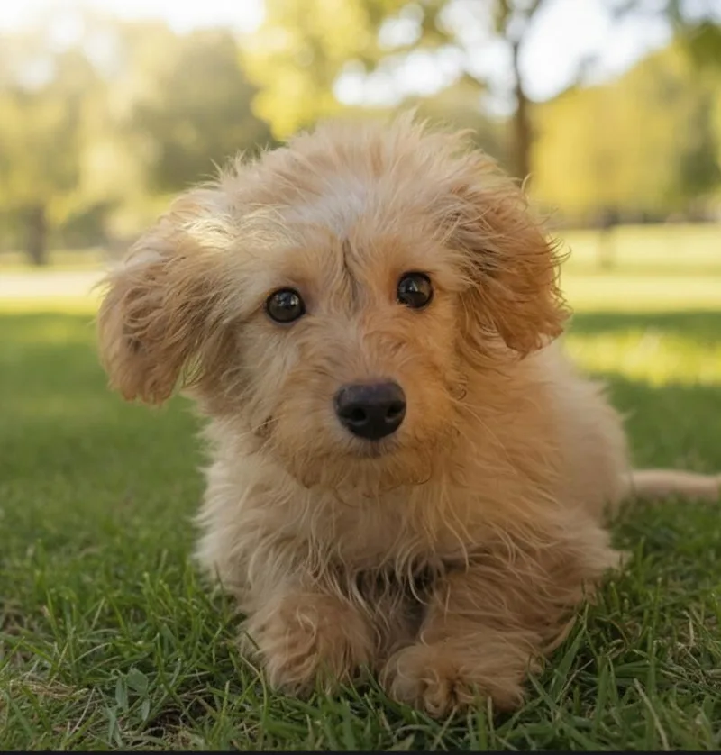 A baby small-sized male Apricot / Beige Dachshund (Miniature Long Haired) dog named Linus for adoption in Hawthorne, CA