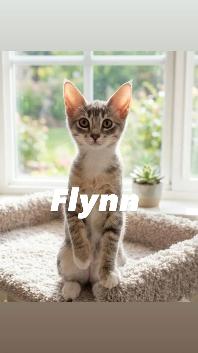 A baby medium-sized male Tabby cat named Flynn for adoption in Chandler, AZ