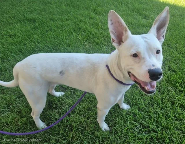 A young large-sized female Pit Bull Terrier dog named Almya for adoption in Albuquerque, NM
