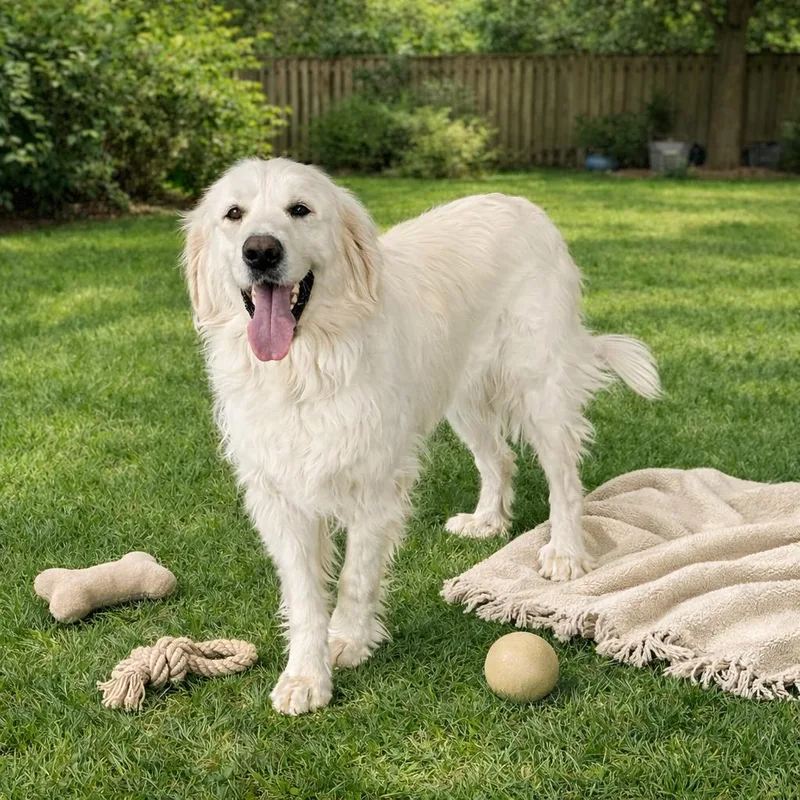 A young large-sized female Great Pyrenees dog named Aster for adoption in North Prairie, WI