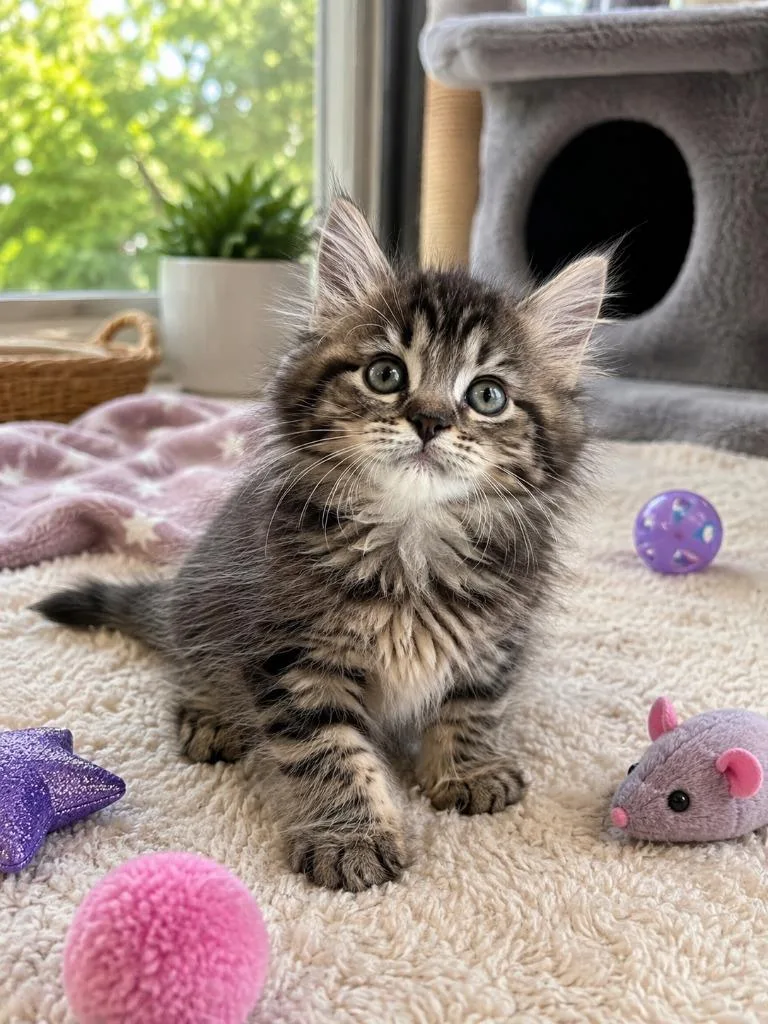 A baby small-sized female Domestic Medium Hair cat named Avalon for adoption in East Ridge, TN