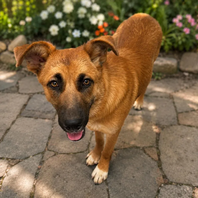A young medium-sized female Red / Chestnut / Orange Shepherd dog named Duchess D for adoption in Corsicana, TX