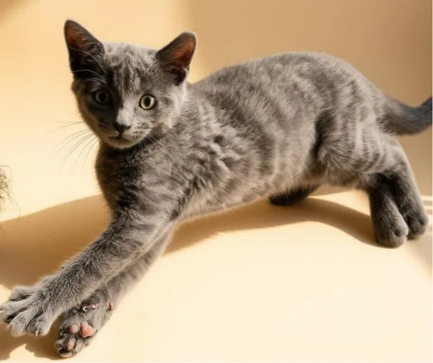 A baby medium-sized female Russian Blue cat named Rapunzel for adoption in Charlotte, NC