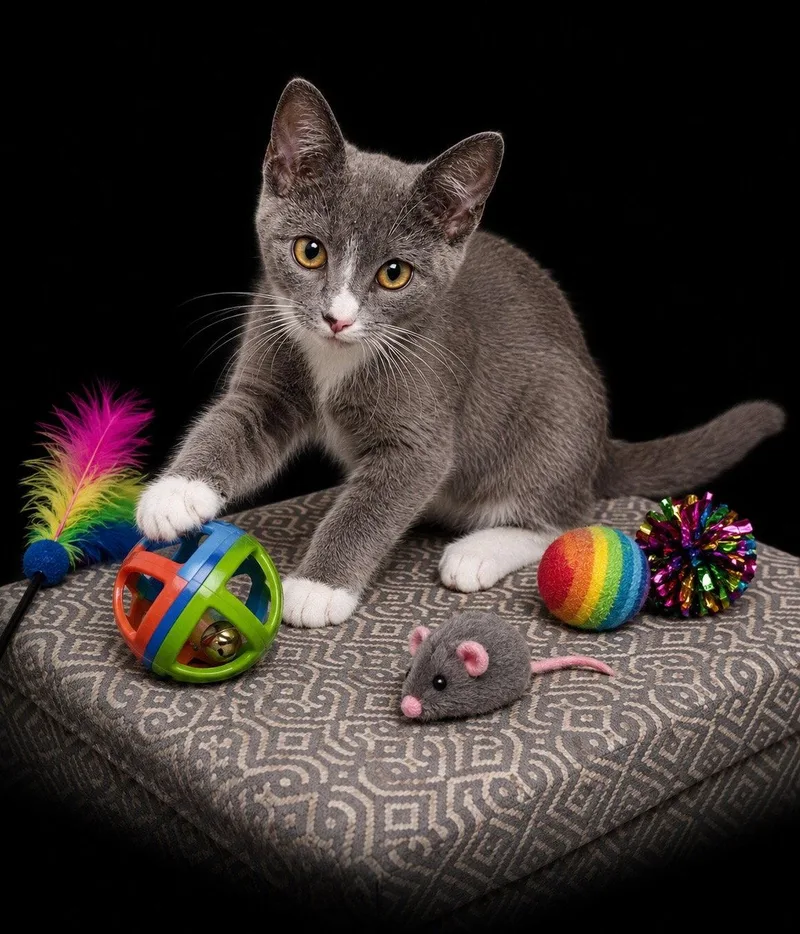 A baby medium-sized male Gray & White Domestic Short Hair cat named Simon for adoption in Buford, GA