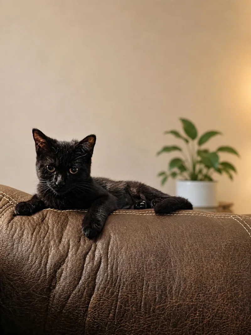 A baby medium-sized female Black Domestic Short Hair cat named Binx for adoption in Hickory, NC