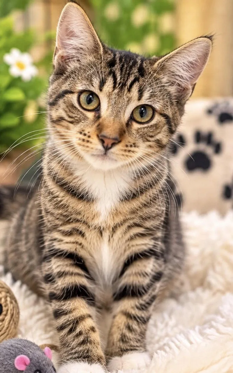 A baby medium-sized male Tabby cat named Myles for adoption in Margate, FL
