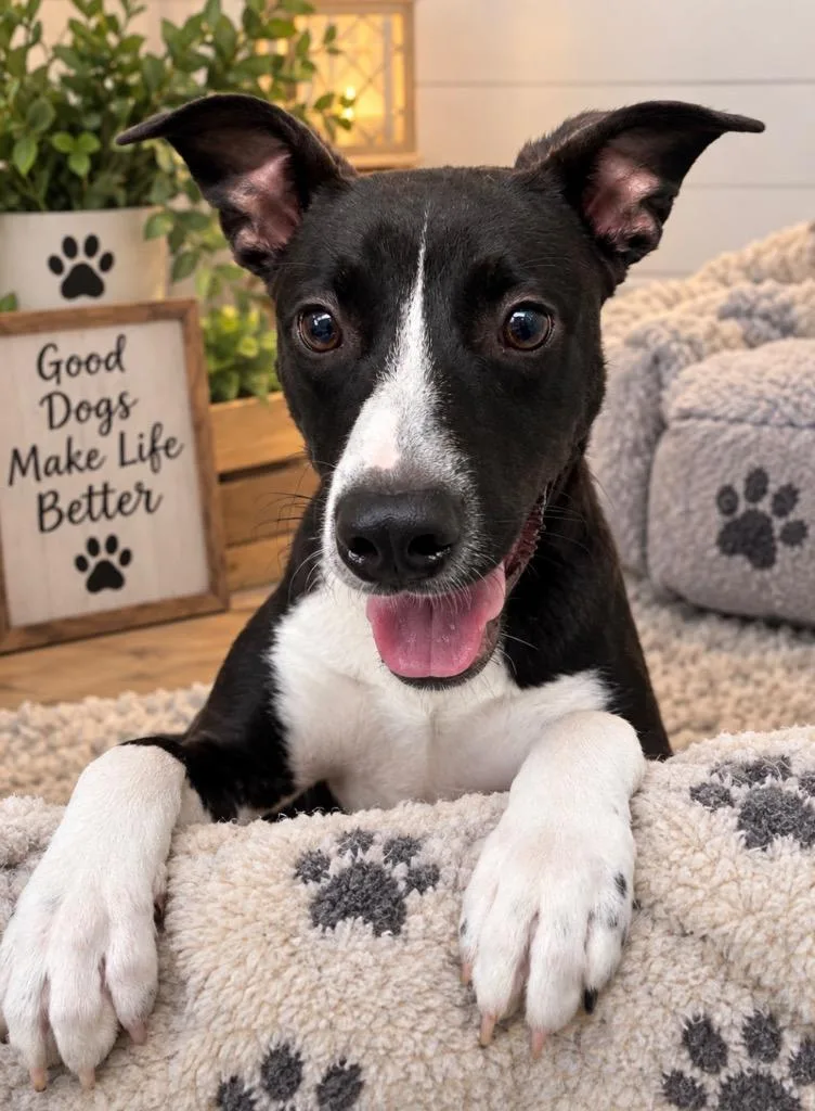 A young medium-sized female Pit Bull Terrier dog named Seneca for adoption in Findlay, OH