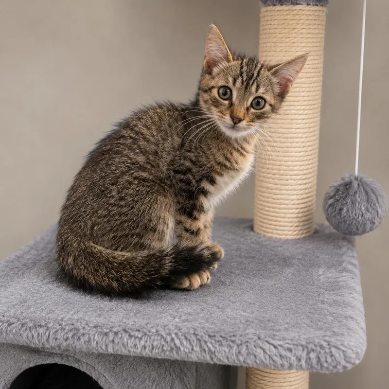 A baby medium-sized male Tabby (Brown / Chocolate) Domestic Short Hair cat named Toaster for adoption in Fresno, CA