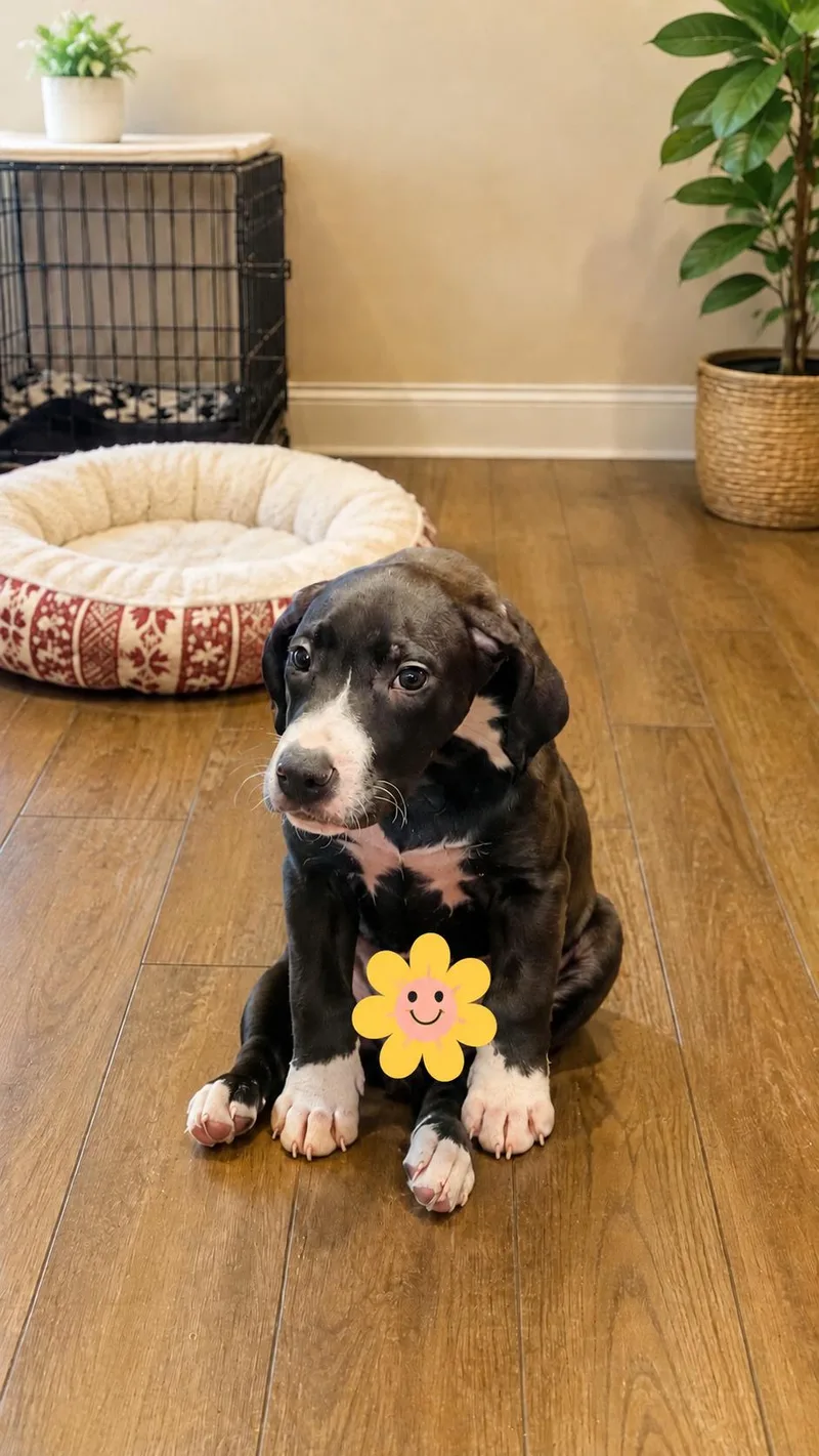 A baby large-sized female White / Cream Great Dane dog named Courtney for adoption in Houston, TX