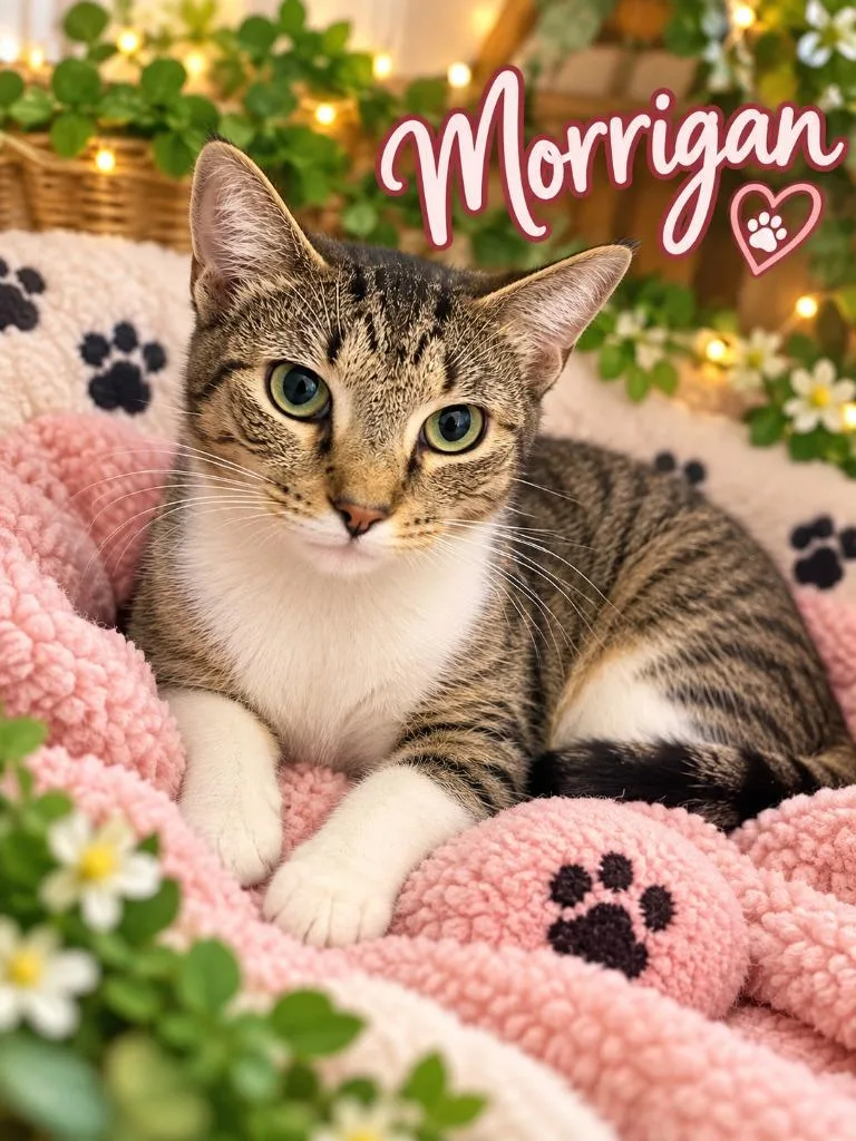 A young small-sized female Domestic Short Hair cat named Morrigan for adoption in East Ridge, TN