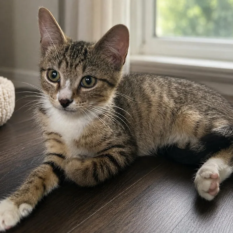 A baby small-sized male Brown / Chocolate Domestic Short Hair cat named Jolly for adoption in Westhampton, NY