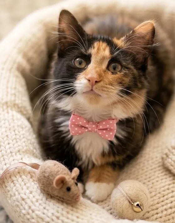 A baby medium-sized female Calico cat named MargoP for adoption in North Highlands, CA