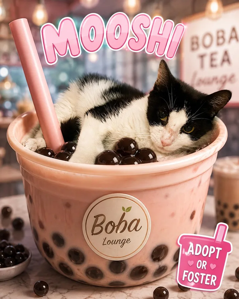 A young medium-sized female Domestic Short Hair cat named Mooshi for adoption in Greenville, DE
