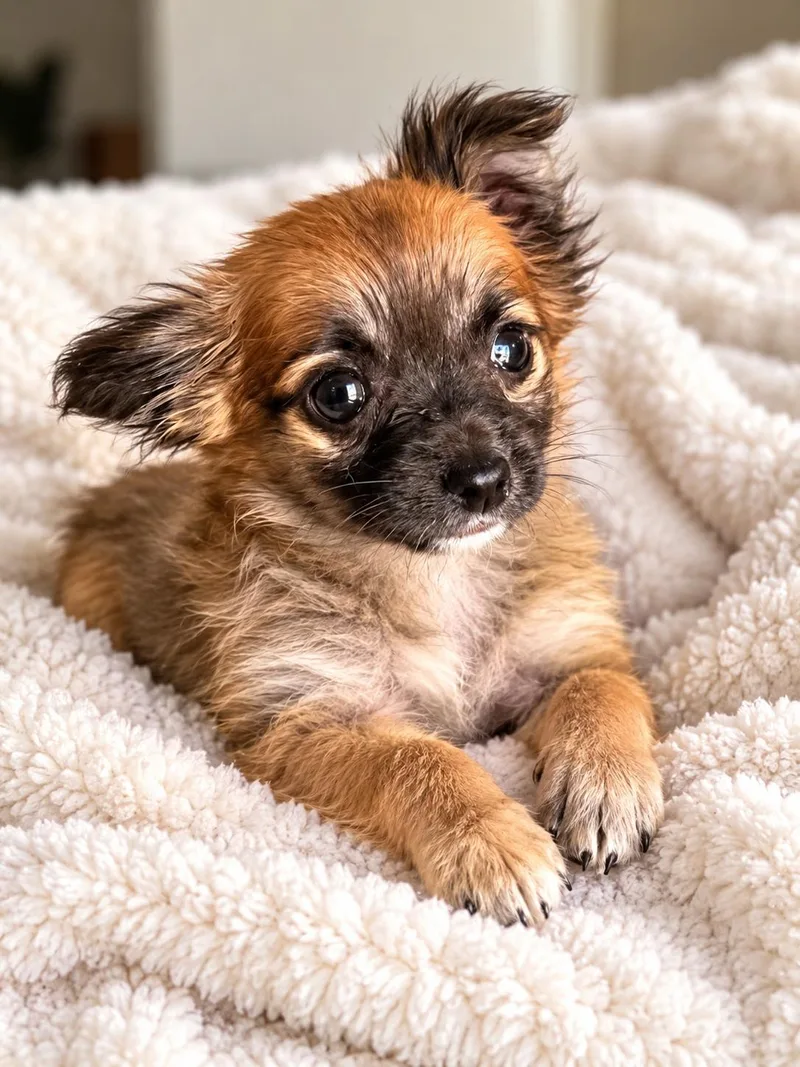 A baby small-sized female Bicolor Pomeranian dog named Minnie for adoption in Cerritos, CA