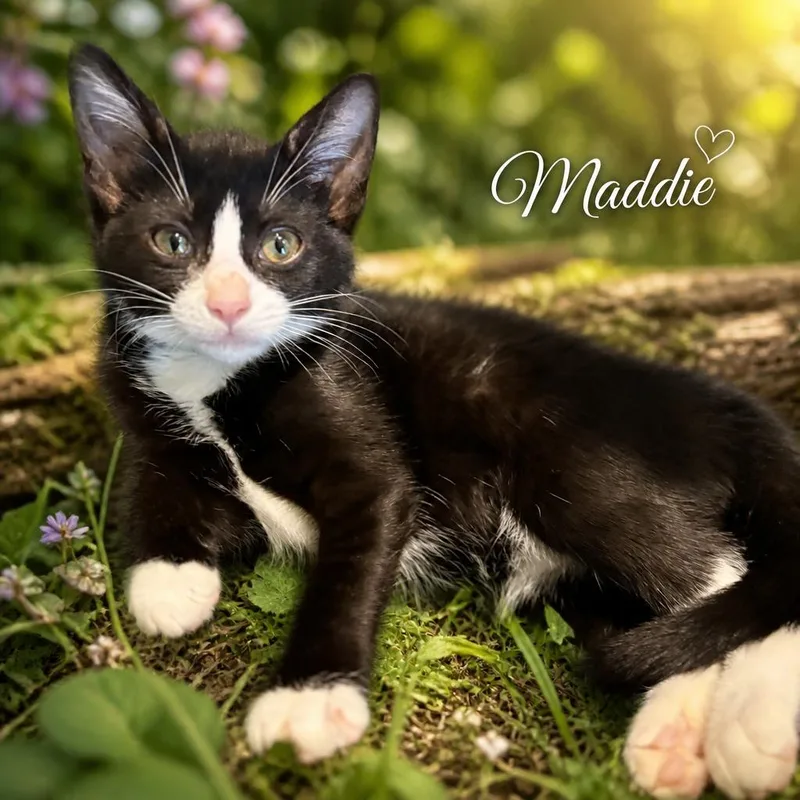 A baby small-sized female Domestic Short Hair cat named Maddie for adoption in Spring, TX