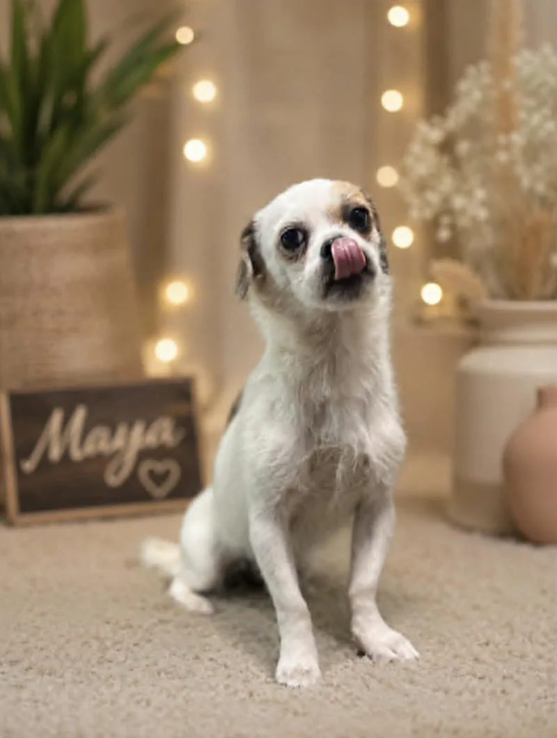 A young small-sized female Terrier dog named Maya for adoption in Allen, TX
