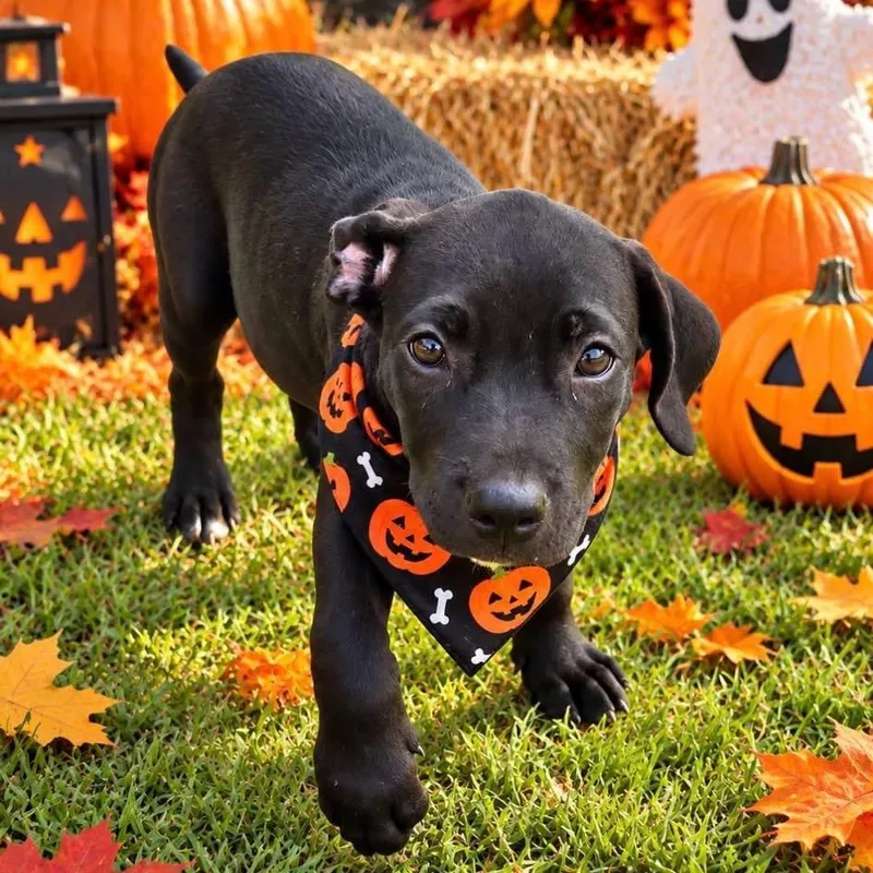 A baby medium-sized female Black Mixed Breed dog named Jelly bean for adoption in Brewton, AL