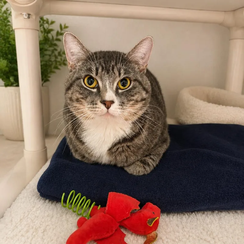 An adult small-sized male Gray / Blue / Silver Domestic Short Hair cat named Enzo for adoption in Hopkinton, MA