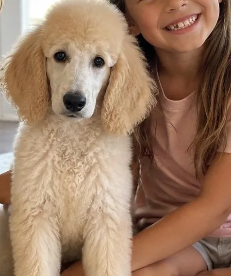 A baby medium-sized female Apricot / Beige Standard Poodle dog named Elaina for adoption in Cerritos, CA