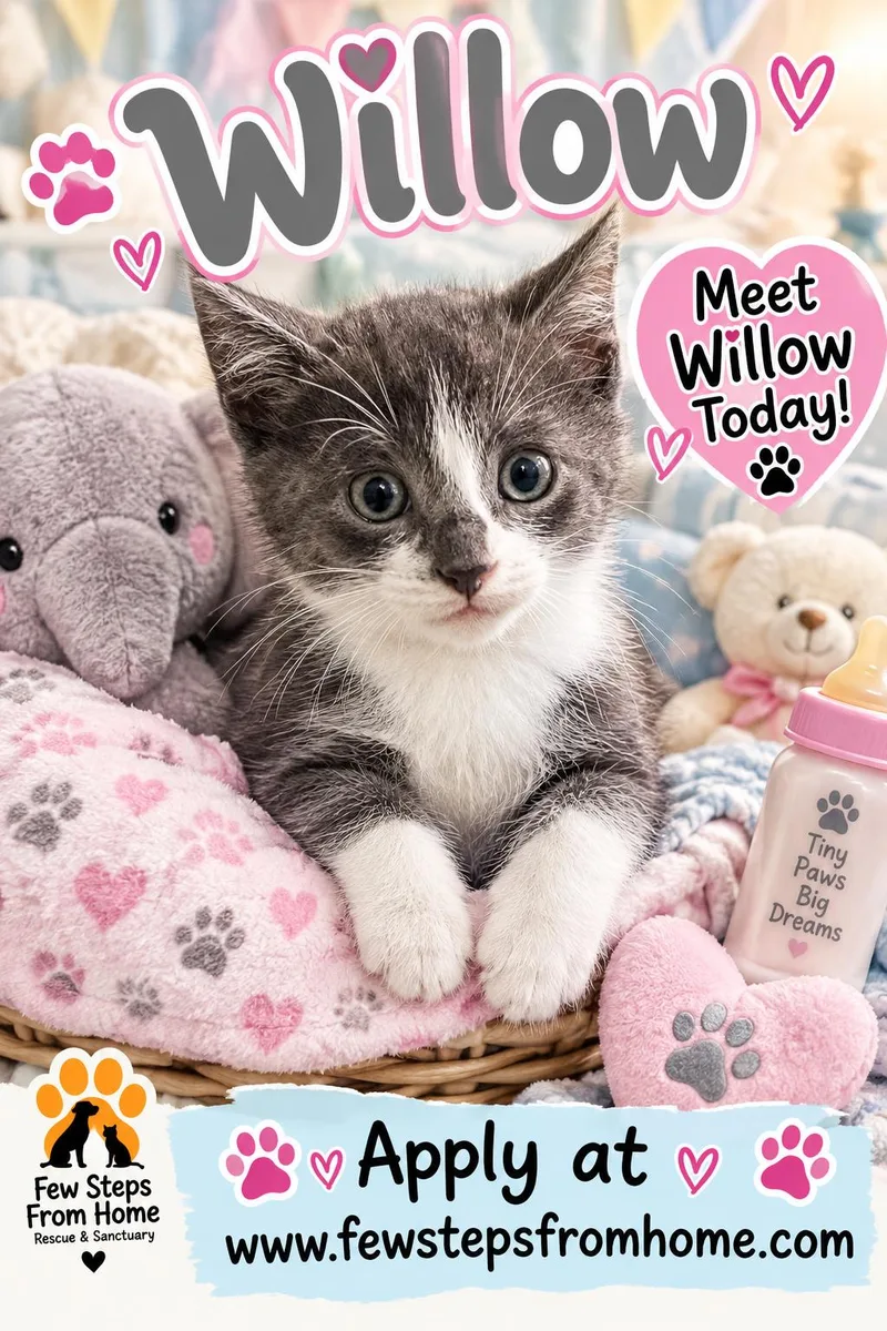 A baby medium-sized female Domestic Short Hair cat named Willow for adoption in Gladwin, MI