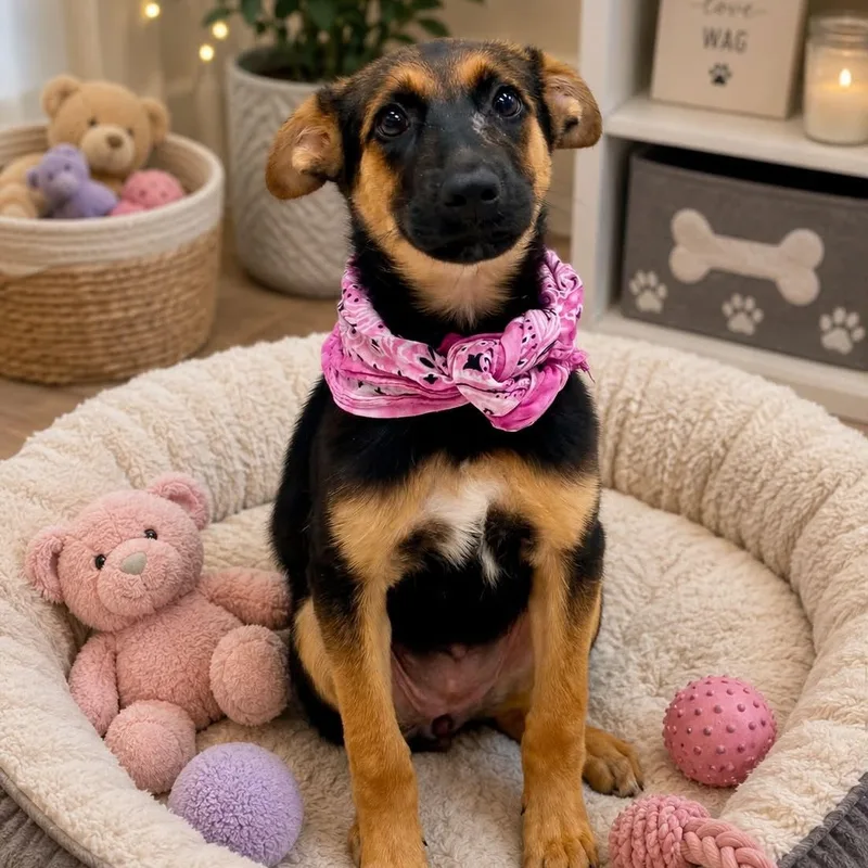 A baby medium-sized female German Shepherd Dog dog named Pawla Gs for adoption in Allen, TX