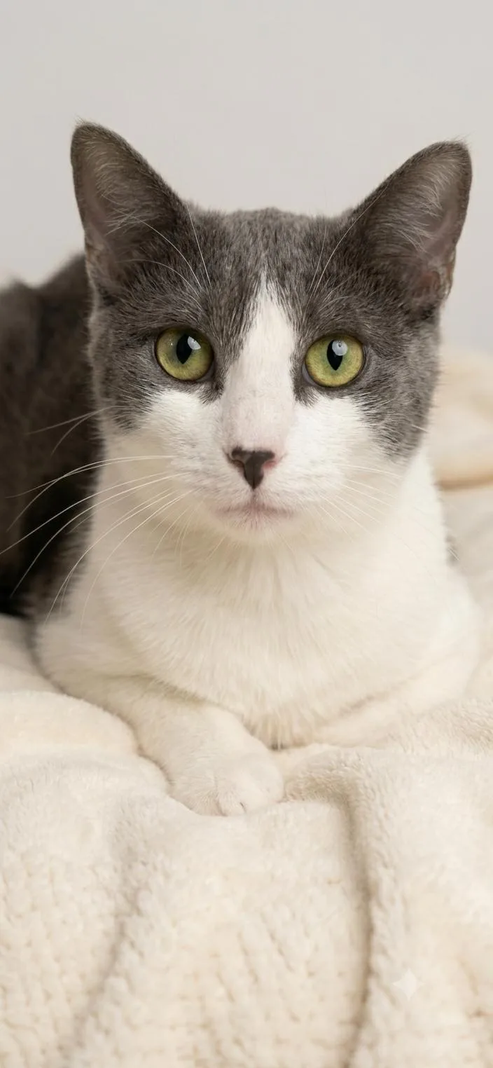 A young medium-sized female Gray & White American Shorthair cat named Sweetheart for adoption in East Orange, NJ