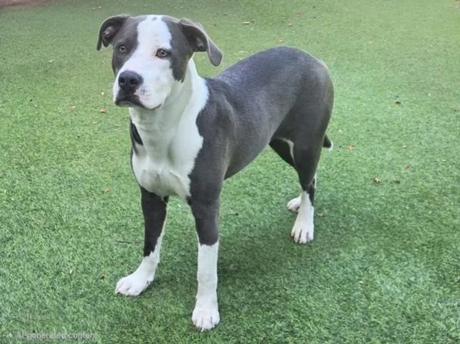 A young medium-sized male American Staffordshire Terrier dog named Spot for adoption in Van Nuys, CA