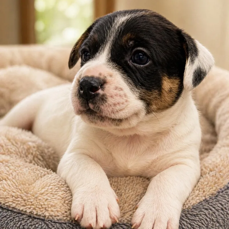 A baby medium-sized male Tricolor (Brown, Black, & White) Hound dog named Spike for adoption in Cranston, RI