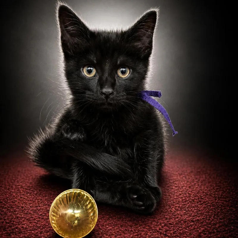 A baby small-sized female Black Domestic Short Hair cat named Eleanor RooseveltPurple for adoption in Newport, TN