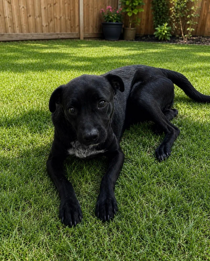A young medium-sized female Black Terrier dog named Tilly for adoption in Oceanside, CA