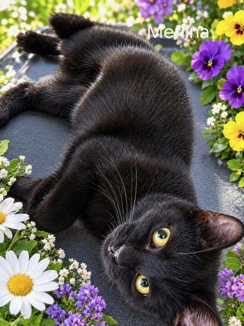 A baby medium-sized female Black Domestic Short Hair cat named Merlina for adoption in Oviedo, FL