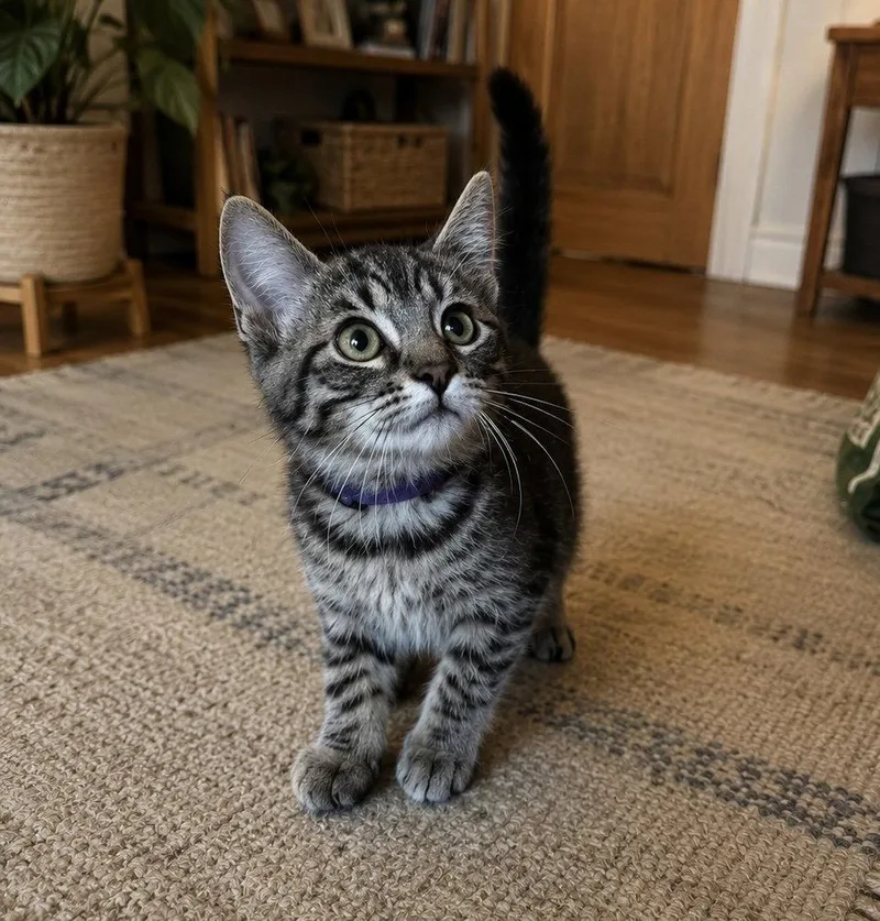 A baby medium-sized male Domestic Short Hair cat named Garlic Bread for adoption in Dublin, OH