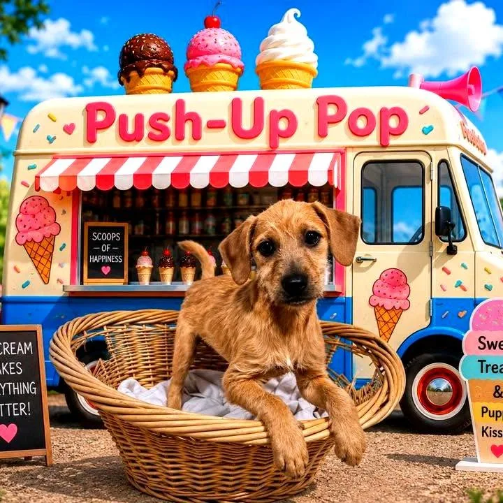 A baby medium-sized female Yellow / Tan / Blond / Fawn Mixed Breed dog named PushUp Pop for adoption in Joliet, IL