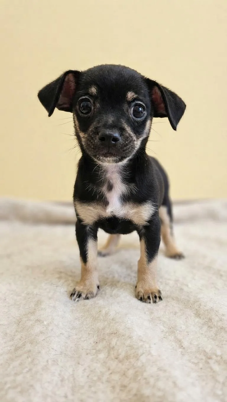 A baby small-sized male Tricolor (Brown, Black, & White) Chihuahua dog named Reno for adoption in Boca Raton, FL