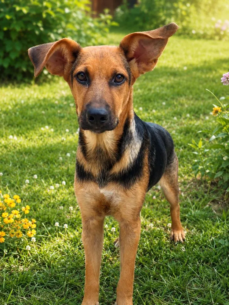 A young large-sized female Brown / Chocolate German Shepherd Dog dog named Trixie for adoption in Oakland, MI