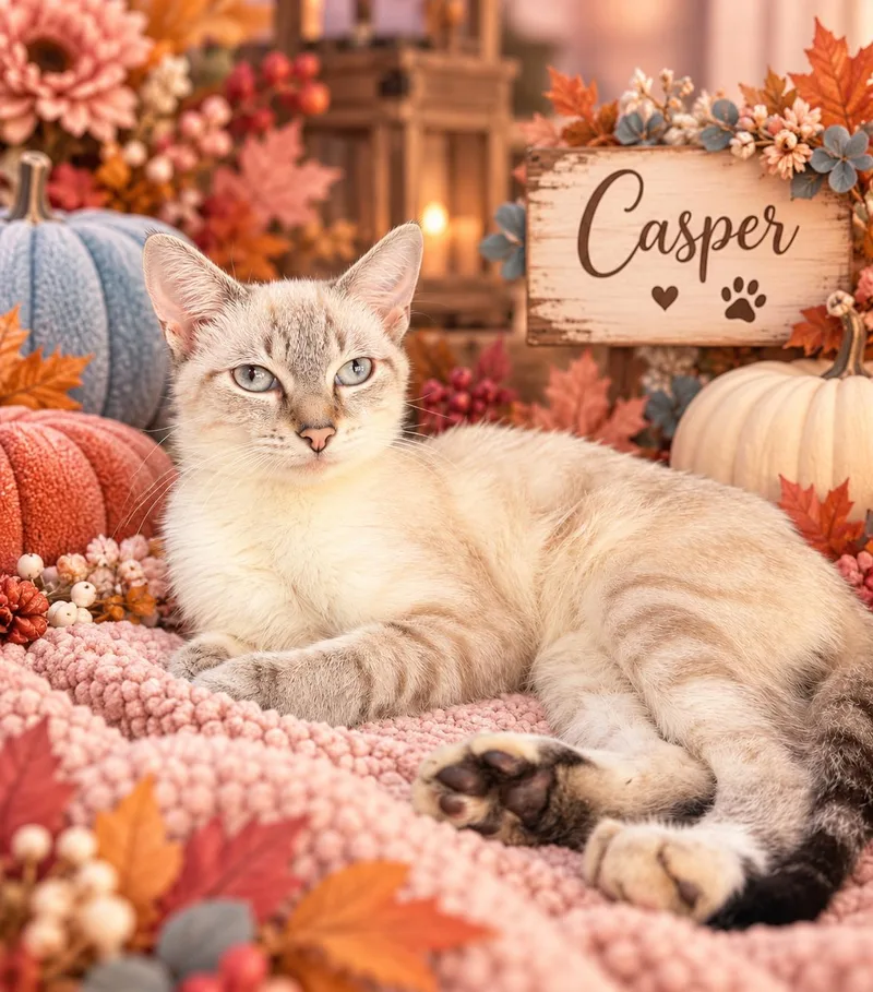 A baby medium-sized male Siamese cat named Casper for adoption in Tavares, FL