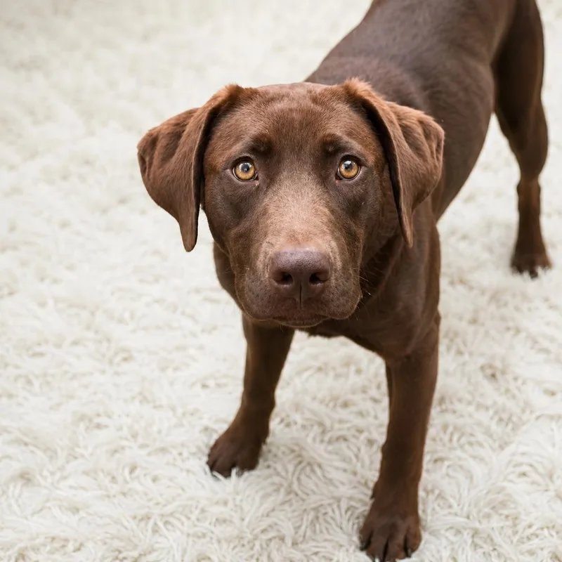 A baby medium-sized male Brown / Chocolate Labrador Retriever dog named Sampson for adoption in Saugus, MA