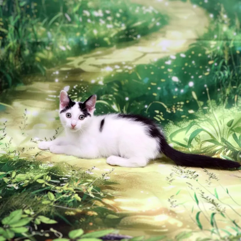 A baby small-sized female White Domestic Short Hair cat named Sunny for adoption in FAIRWAY, KS