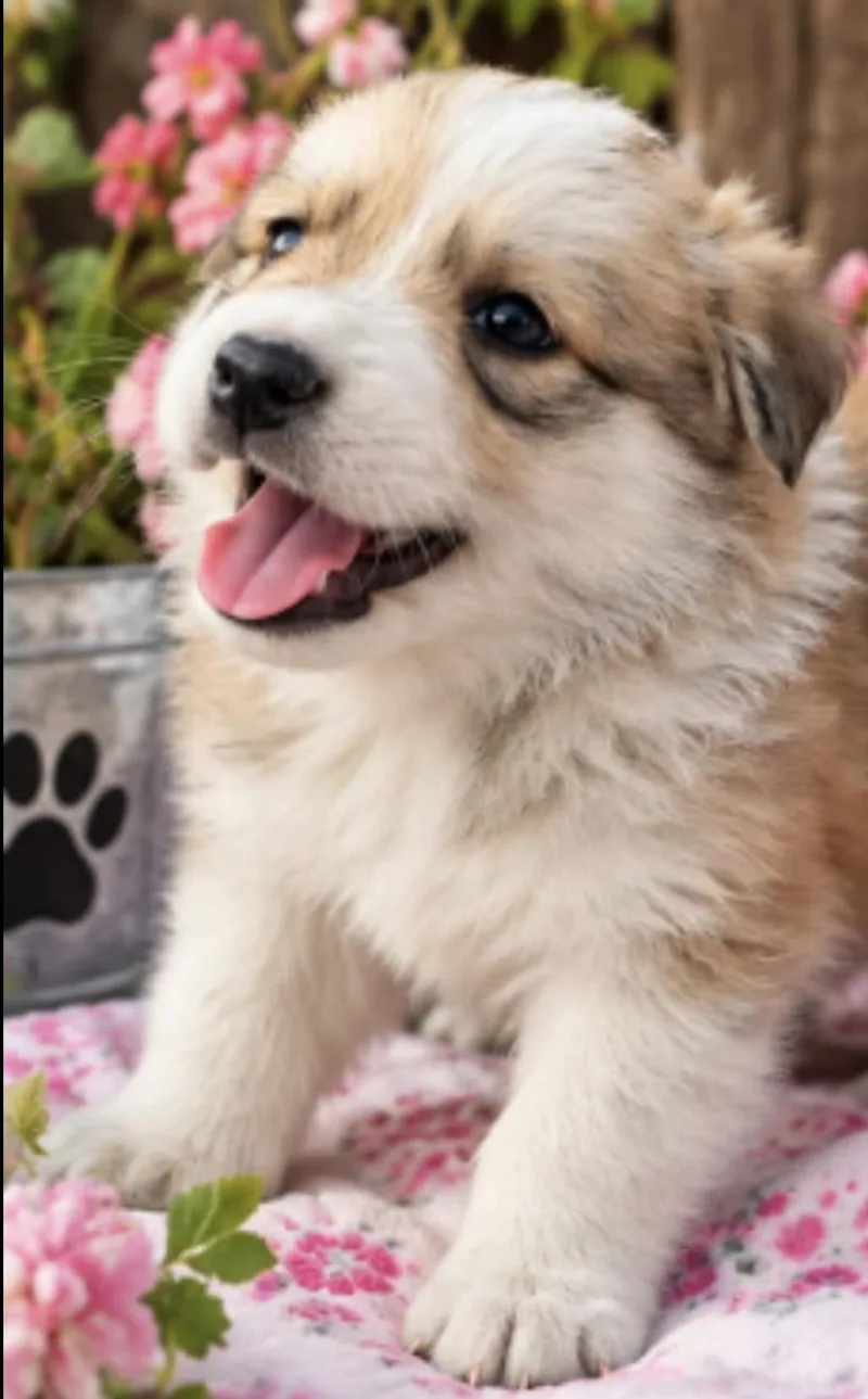 A baby medium-sized male White / Cream Collie dog named Kringle for adoption in Batesville, AR