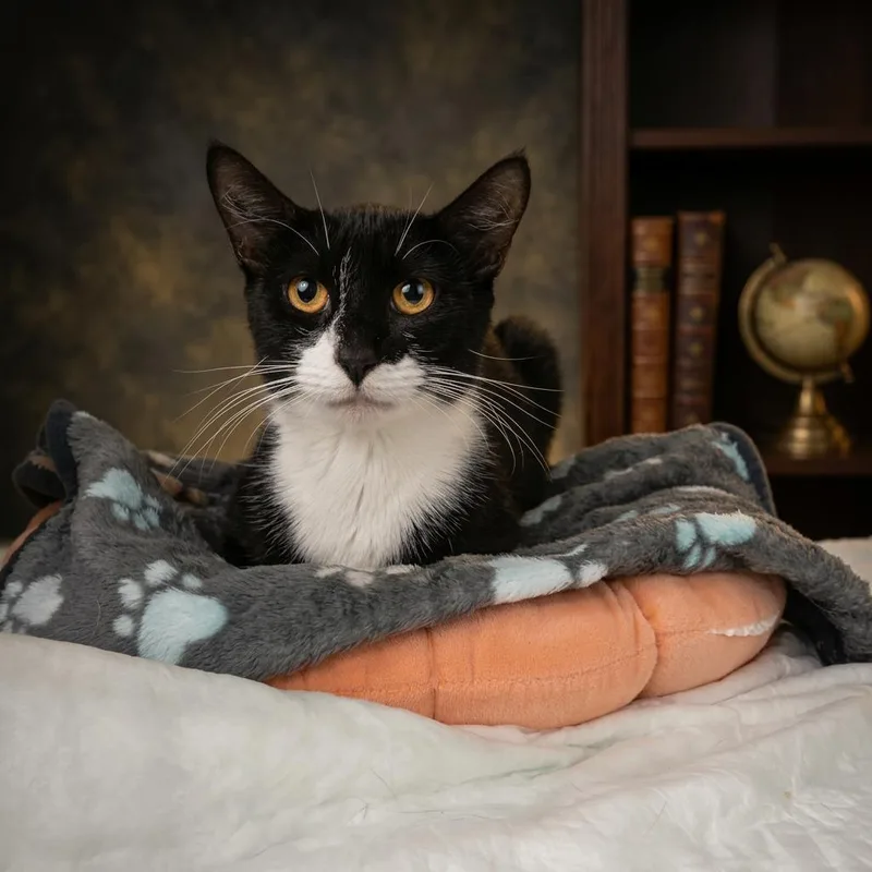 An adult medium-sized female Black Domestic Short Hair cat named Helena for adoption in Chesapeake, VA