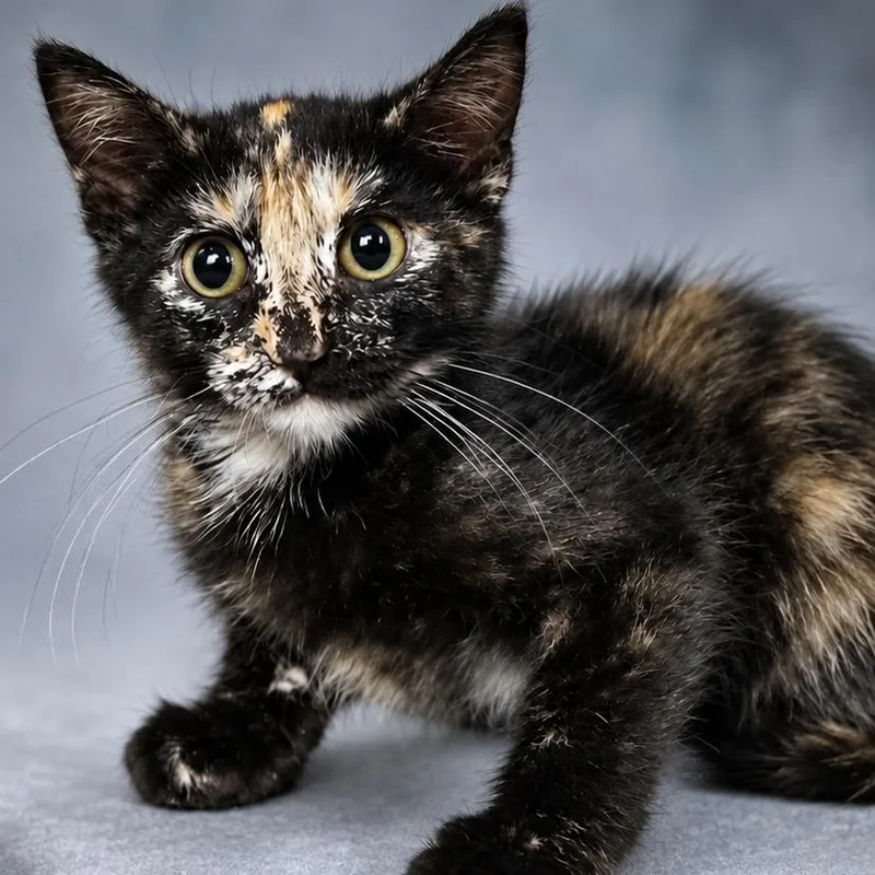 A baby small-sized female Tortoiseshell Domestic Short Hair cat named Bonnie for adoption in Quincy, OH