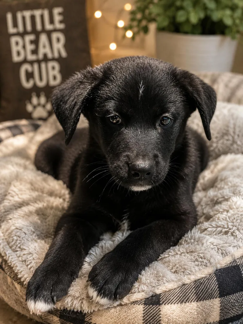 A baby medium-sized male Black Labrador Retriever dog named Moose for adoption in Encino, CA