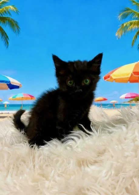 A baby small-sized male Black Domestic Short Hair cat named Pepper for adoption in Tehachapi, CA