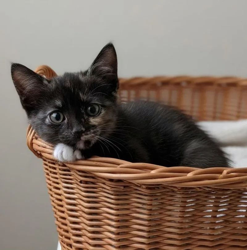 A baby small-sized female Domestic Short Hair cat named Scarlett for adoption in Metamora, IL