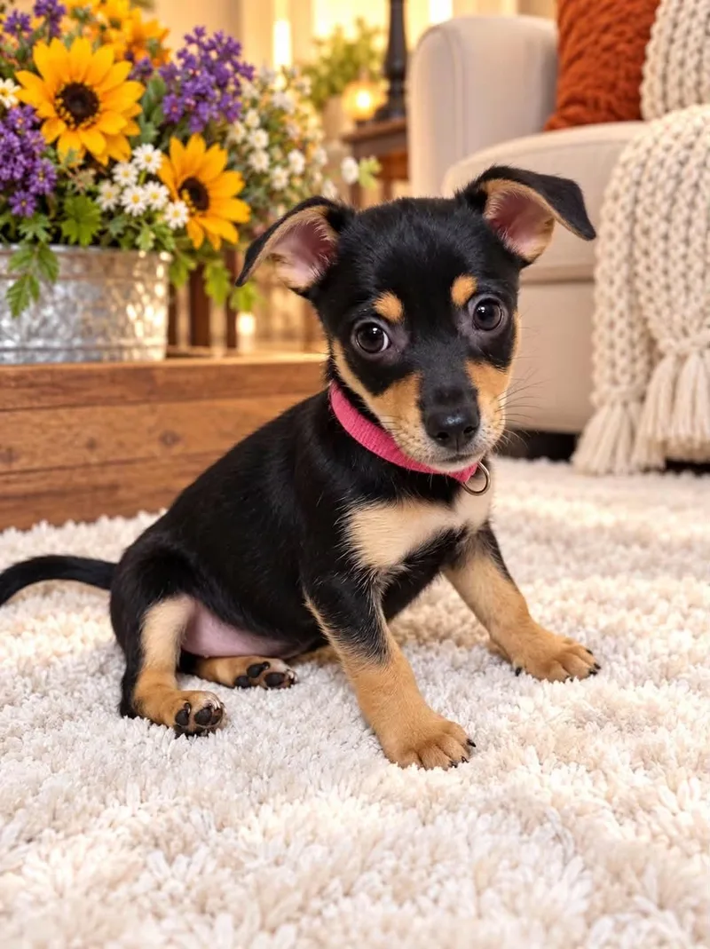 A baby small-sized female Miniature Pinscher dog named Kylie for adoption in Walker, LA